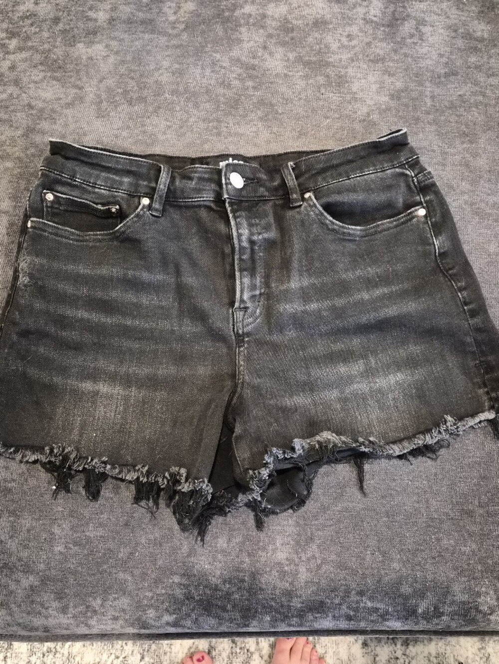Mica Black Frayed Denim Shorts - Women's